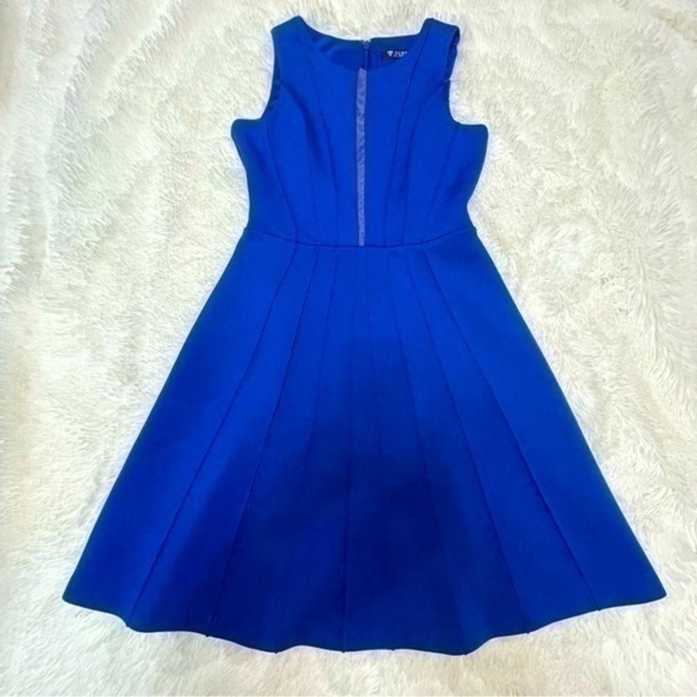 Guess Sleeveless Royal Blue Fit & Flare Scuba Dress